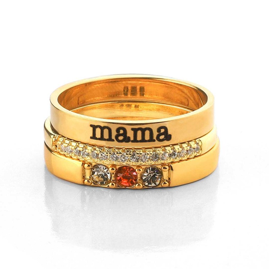 Rings Coordonné | Personalized Birthstones Stacking Name Rings 18K Gold Plated