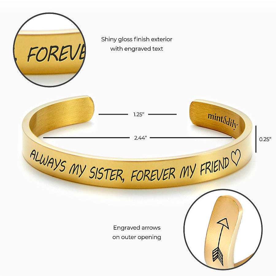 Bracelets & Anklets Coordonné | Always My Sister Forever My Friend Personalizable Cuff Bracelet 18K Gold Plated