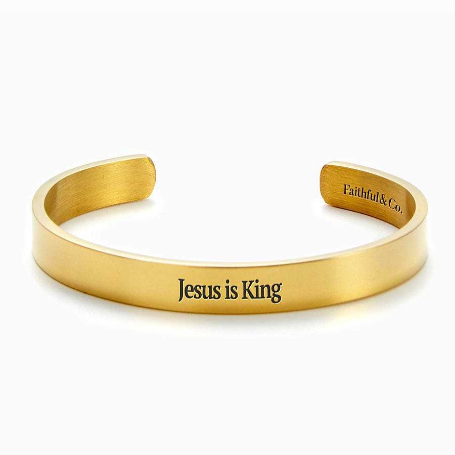 Bracelets & Anklets Coordonné | Jesus Is King Personalizable Cuff Bracelet 18K Gold Plated