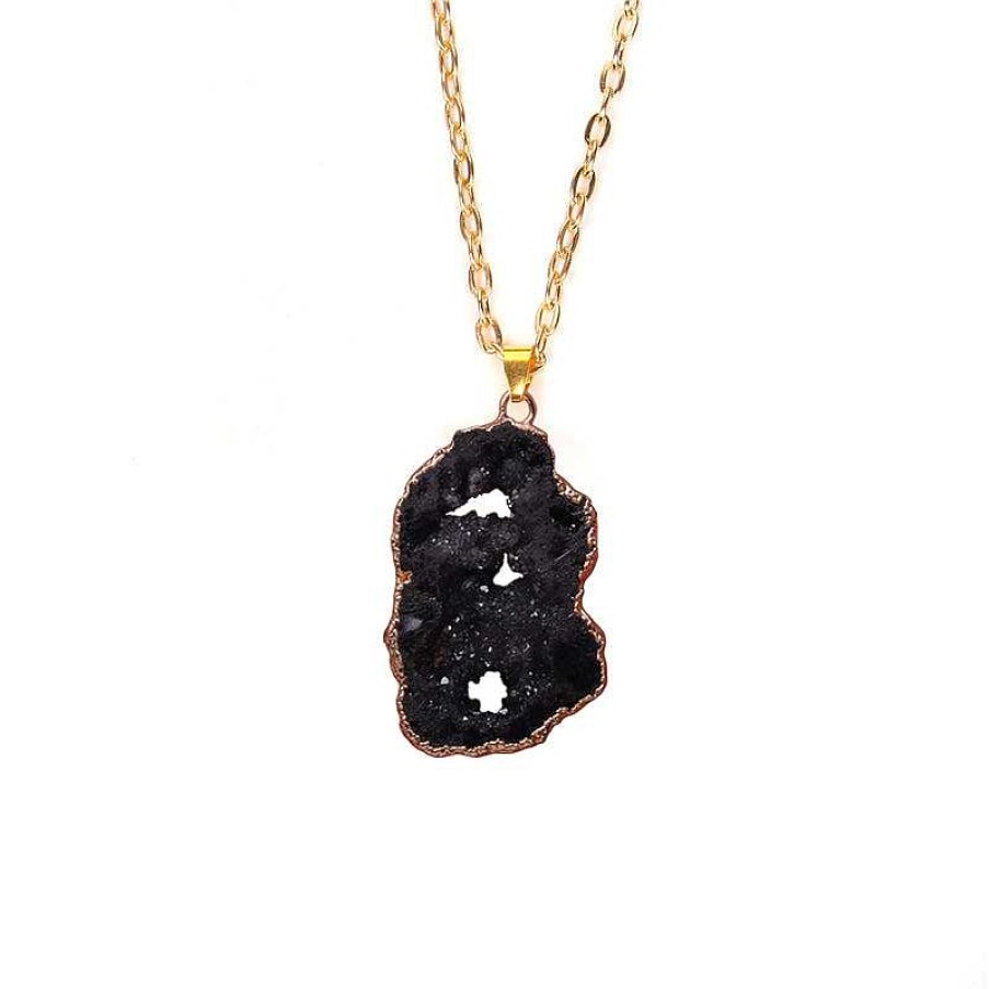 Necklaces Coordonné | Druzy Agate Pendant Necklace Black