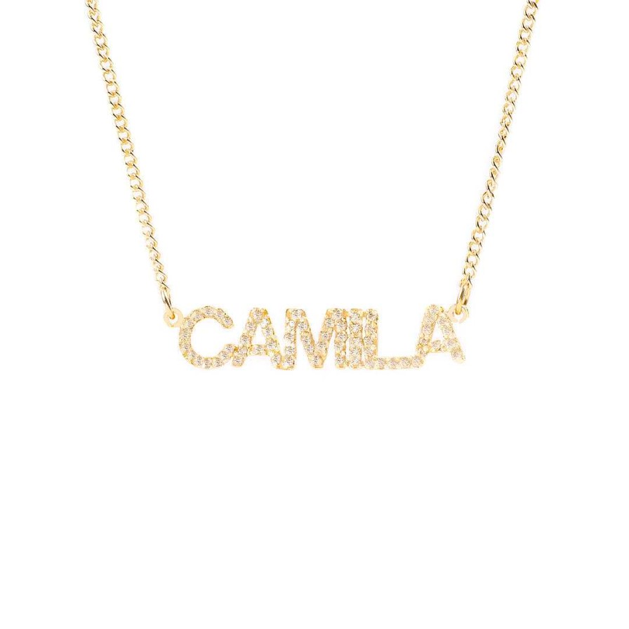 Necklaces Coordonné | Pave Block Name Necklace 18K Gold Plated