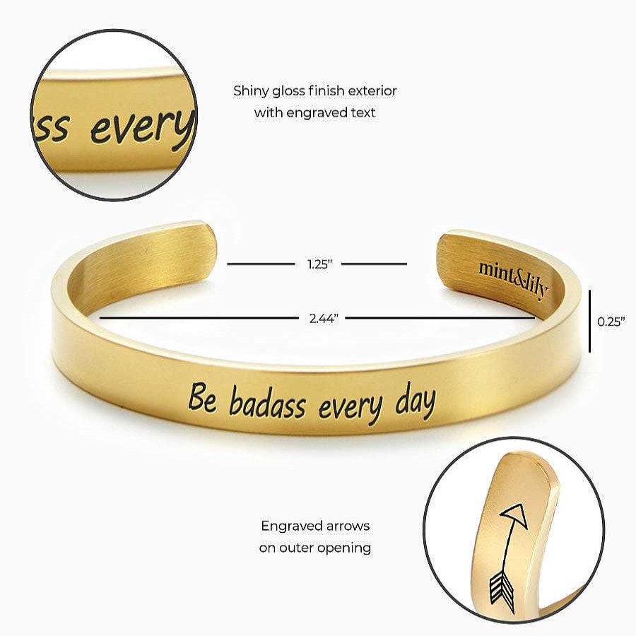 Bracelets & Anklets Coordonné | Be Badass Every Day Personalizable Cuff Bracelet 18K Gold Plated