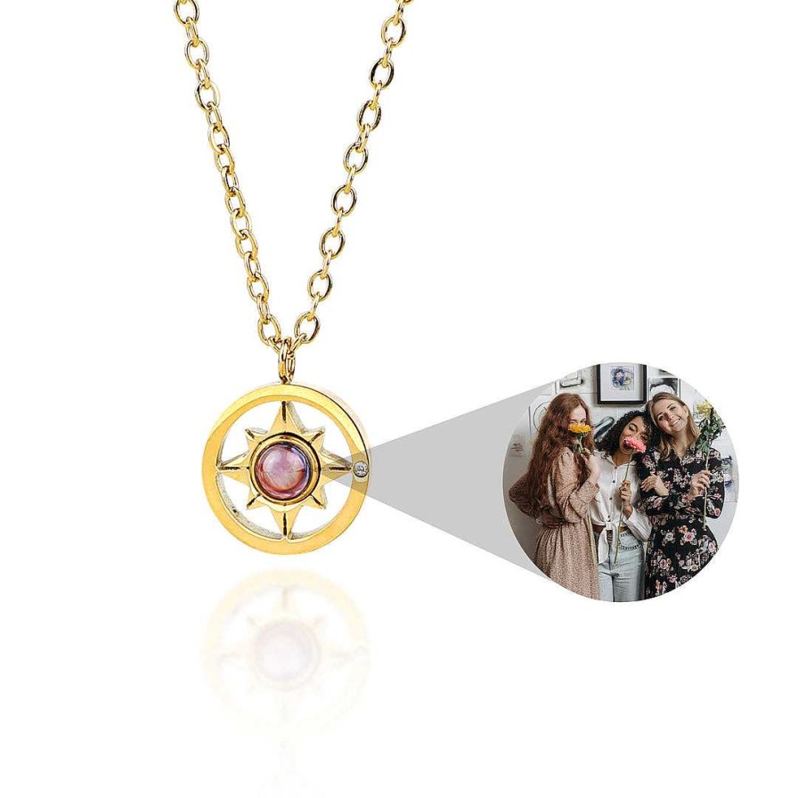 Necklaces Coordonné | The Adventure Compass Photo Necklace 18K Gold Plated