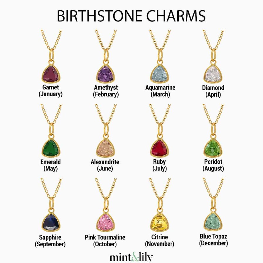 Necklaces Coordonné | Mama Script Necklace With Birthstone Charm 18K Gold Plated