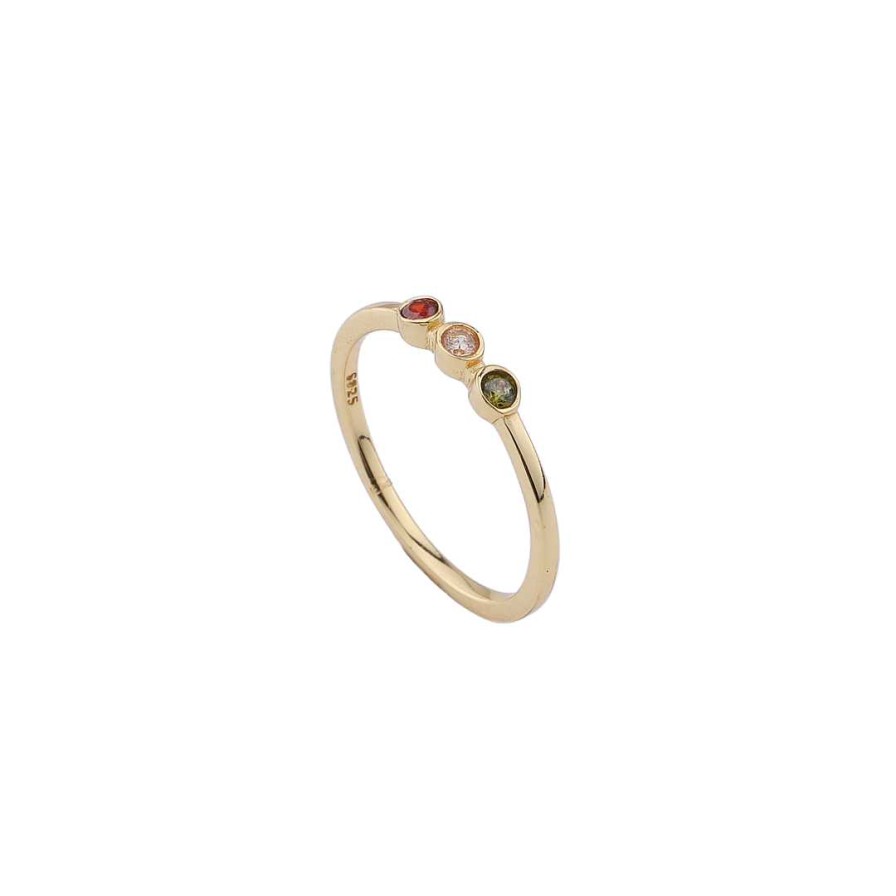 Rings Coordonné | Dainty 3 Birthstone Ring 18K Gold Plated