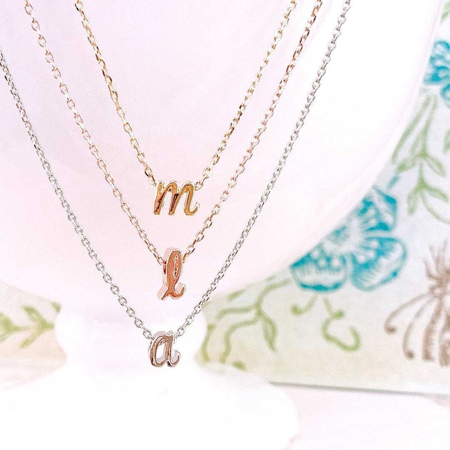 Necklaces Coordonné | Tiny Initial Script Necklace Gold