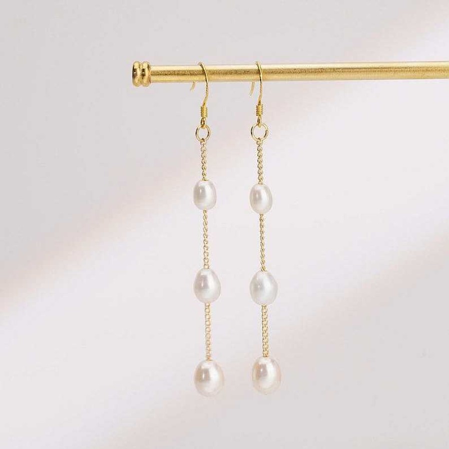 Earrings Coordonné | Freshwater Pearl Drop Earrings 18K Gold Plated