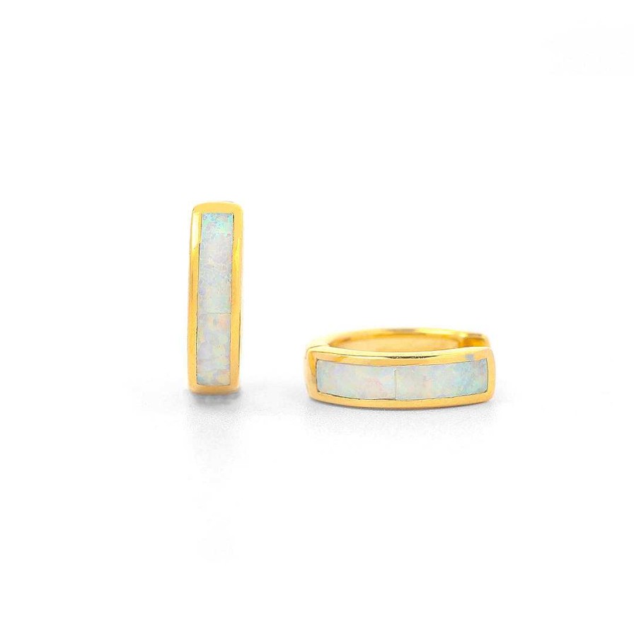 Earrings Coordonné | Opal Inlay Huggie Earrings