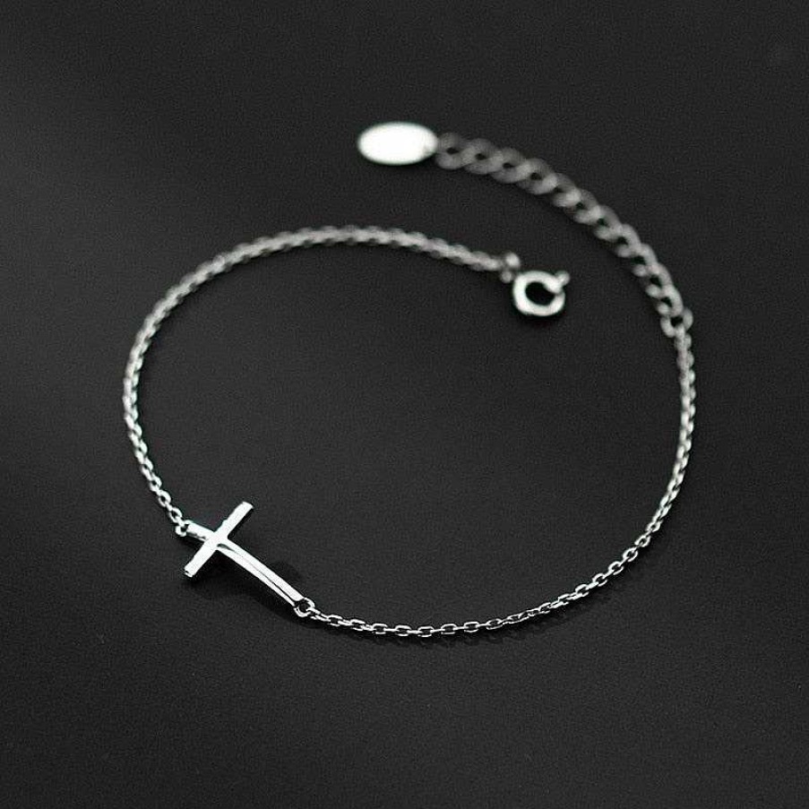 Bracelets & Anklets Coordonné | Dainty Sterling Cross Bracelet Silver