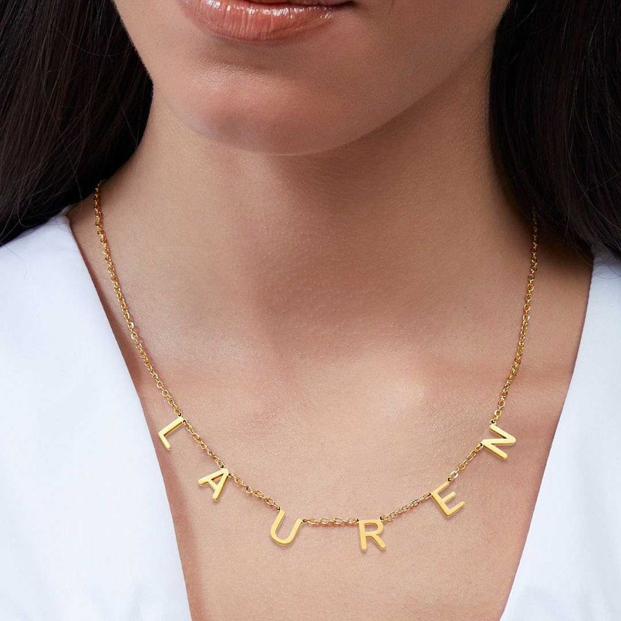 Necklaces Coordonné | Custom Letter Name Necklace 18K Gold Plated