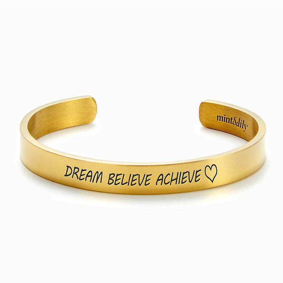 Bracelets & Anklets Coordonné | Dream Believe Achieve External Personalizable Cuff Bracelet 18K Gold Plated