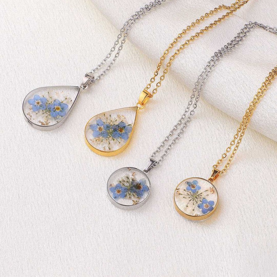 Necklaces Coordonné | Forget-Me-Not Pressed Flower Necklace 18K Gold Plated