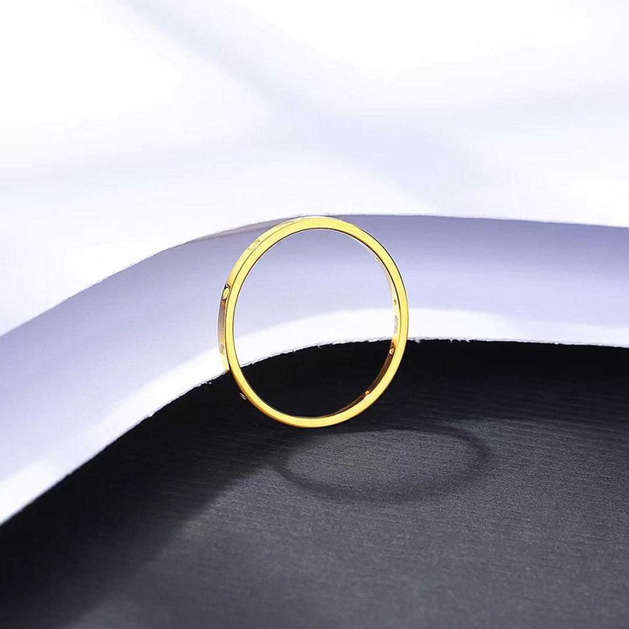 Rings Coordonné | Bezel-Set Tiny Stacking Ring 18K Gold Over Sterling Silver