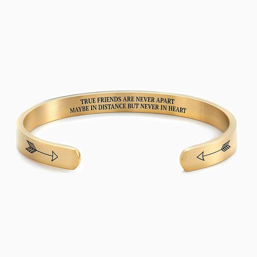 Bracelets & Anklets Coordonné | True Friends Are Never Apart Maybe In Distance But Never In Heart Personalizable Cuff Bracelet 18K Gold Plated