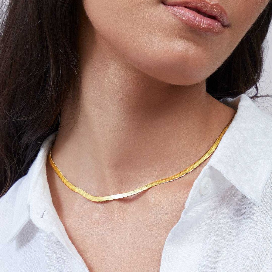 Necklaces Coordonné | Herringbone Neck + Wrist Set 18K Gold Plated