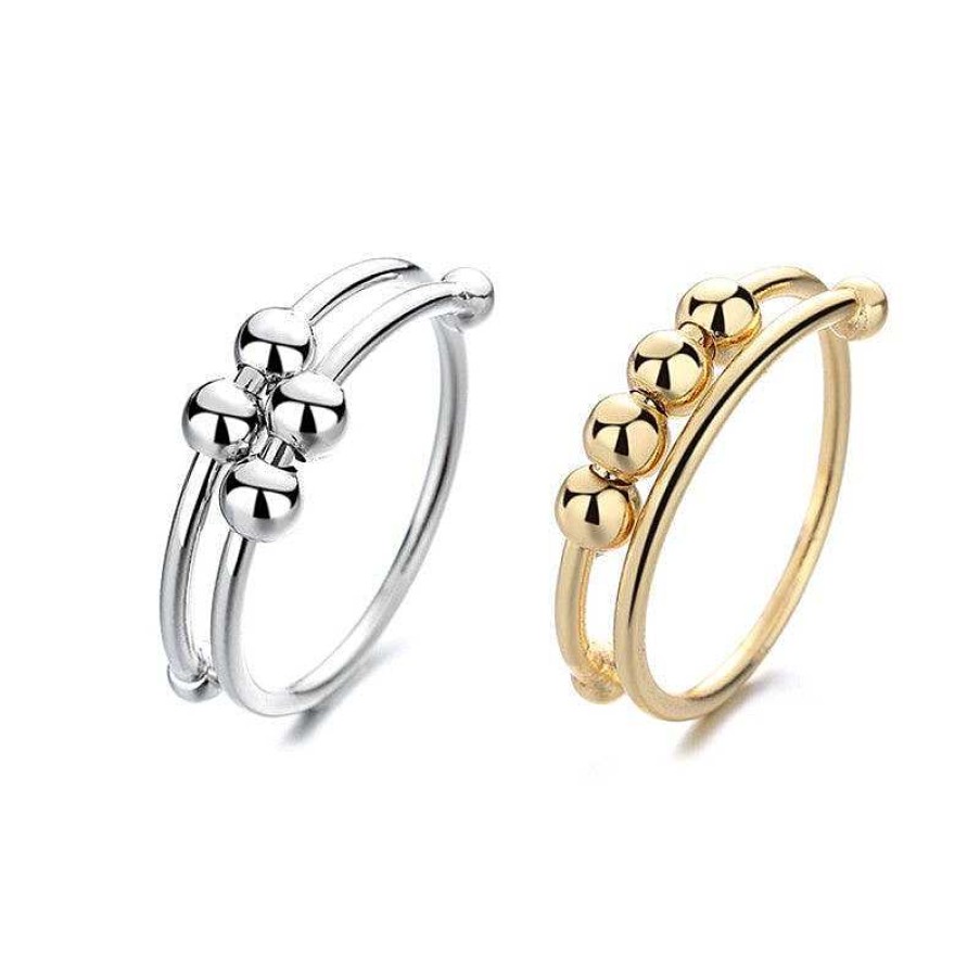 Rings Coordonné | Adjustable Beaded Fidget Ring 18K Gold Plated