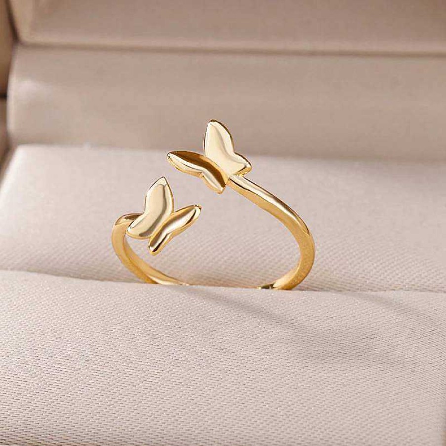 Rings Coordonné | Adjustable Butterfly Ring Gold