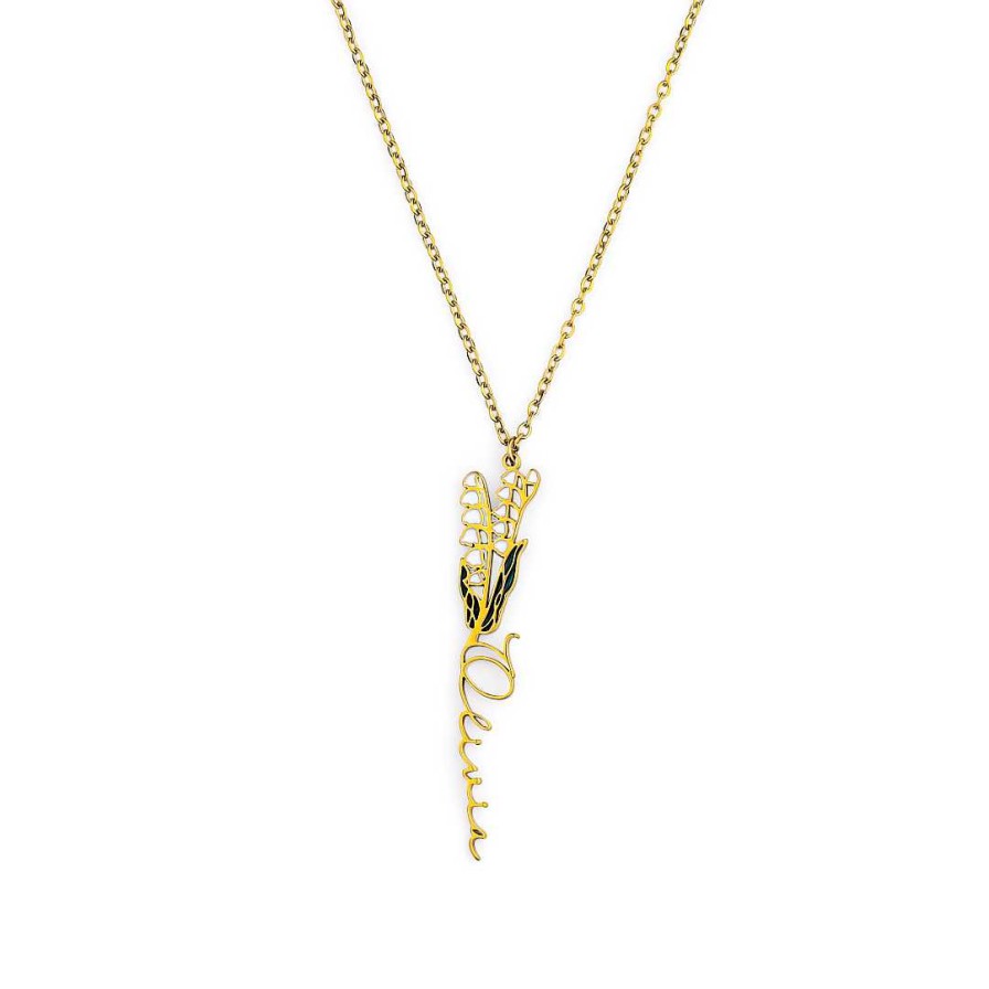 Necklaces Coordonné | Watercolor Birth Flower Name Necklace 18K Gold Plated