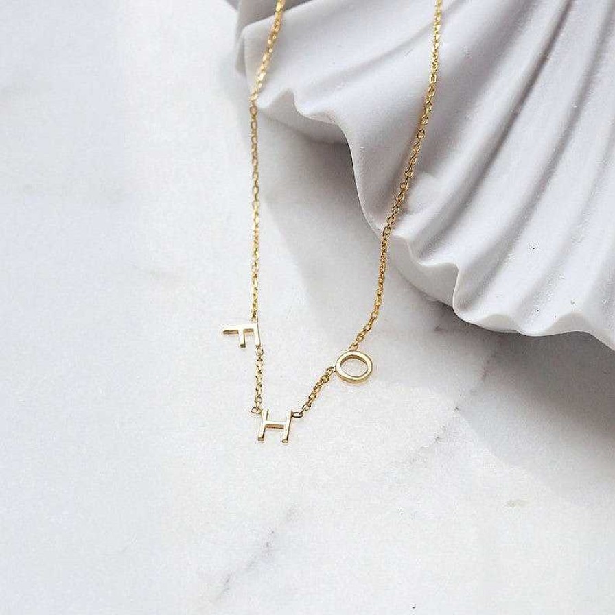 Necklaces Coordonné | Spaced Letter Name Necklace 18K Gold Plated