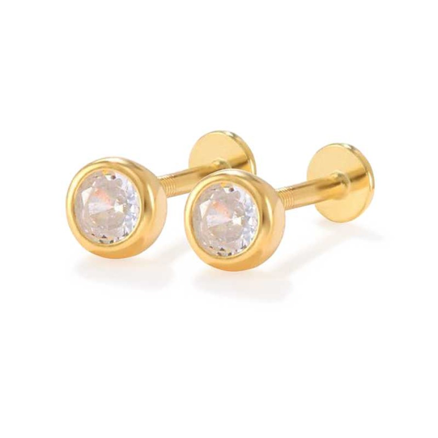 Earrings Coordonné | Bezel Studs | 16G 18K Gold Plated