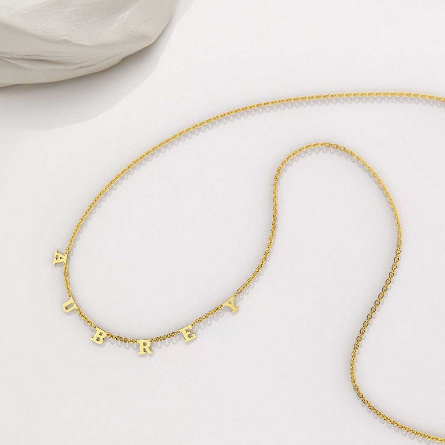 Necklaces Coordonné | Personalizable Bold Letter Name Necklace 18K Gold Plated