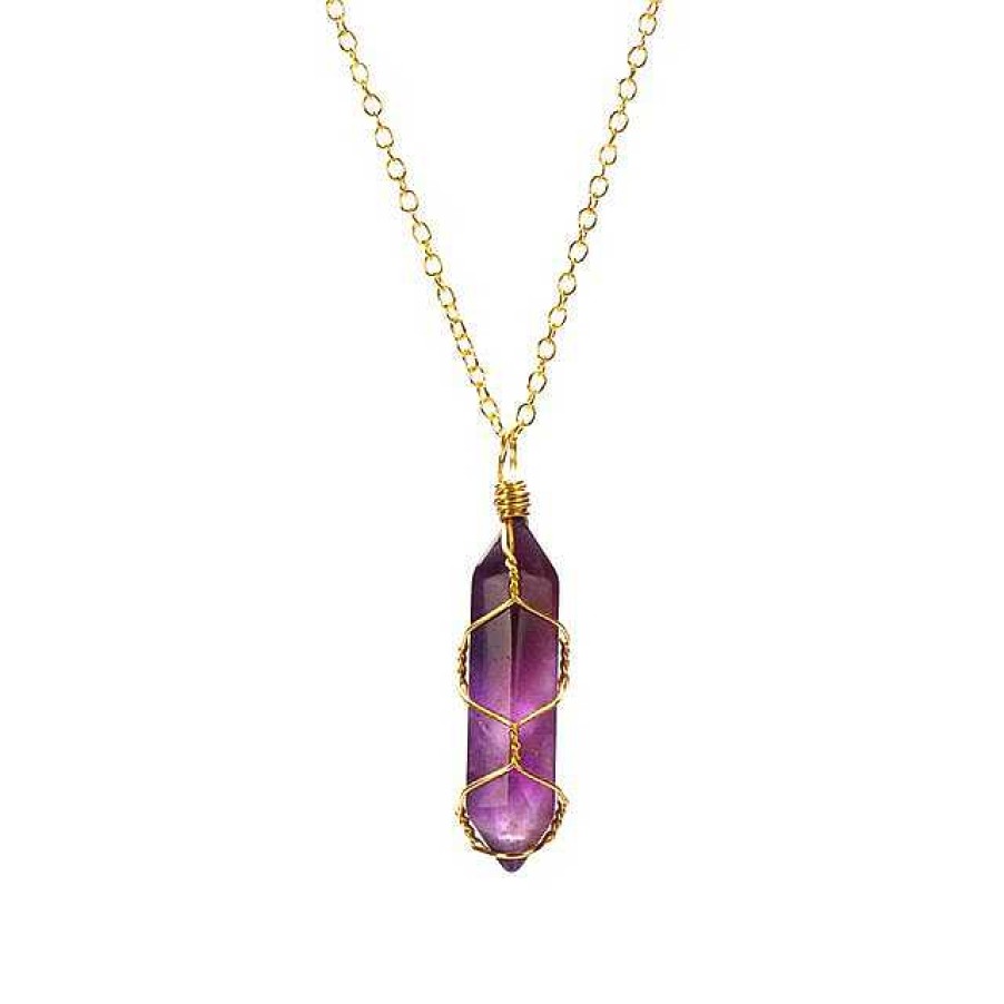 Necklaces Coordonné | Wire-Wrapped Healing Crystal Point Necklace Gold