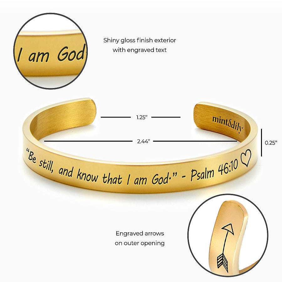 Bracelets & Anklets Coordonné | Be Still And Know That I Am God External Personalizable Cuff Bracelet 18K Gold Plated