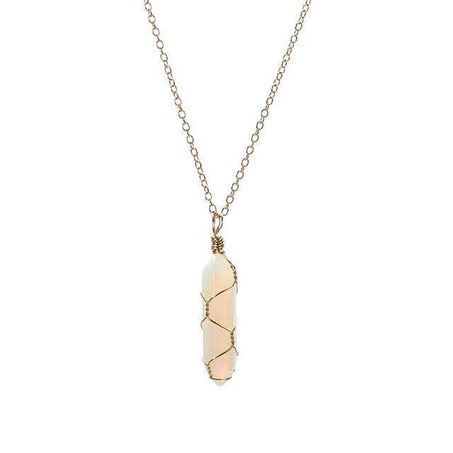 Necklaces Coordonné | Opal Wire-Wrapped Healing Crystal Necklace 18K Gold Plated