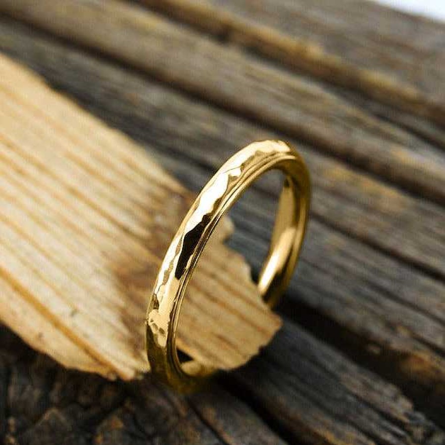 Rings Coordonné | Dainty Hammered Band Spinning Fidget Ring 18K Gold Plated