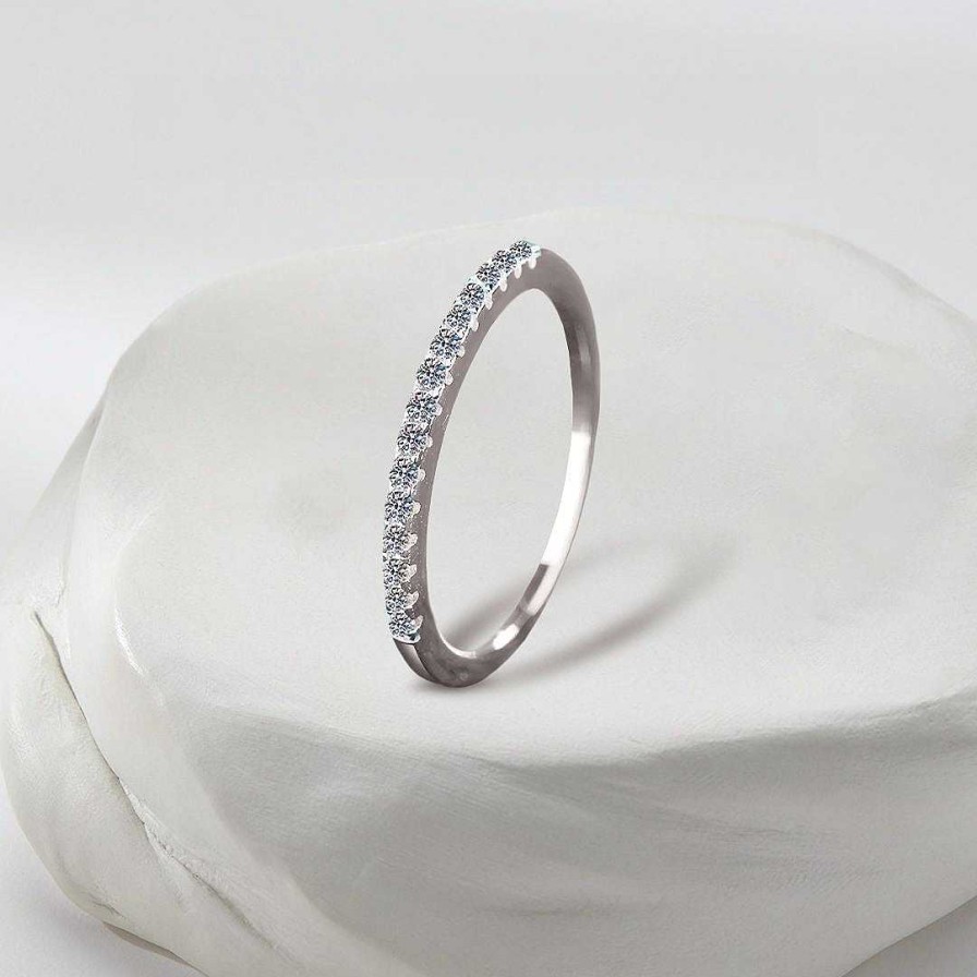 Rings Coordonné | Sterling Silver Half Diamond Eternity Ring | Moissanite