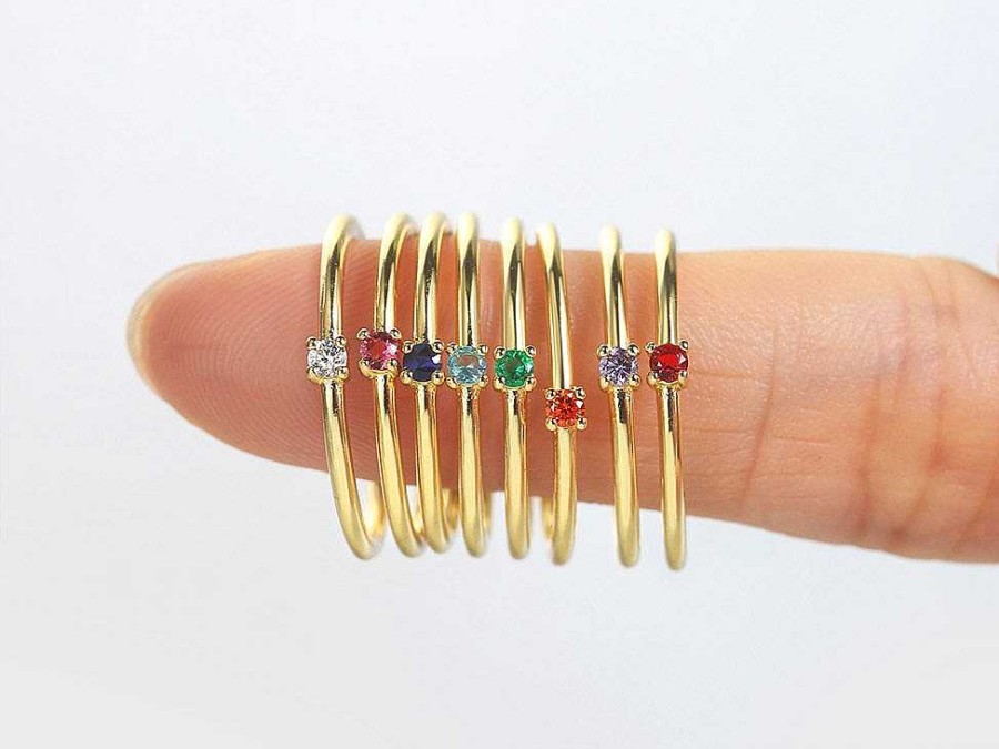 Rings Coordonné | Super Dainty Birthstone Stacking Ring