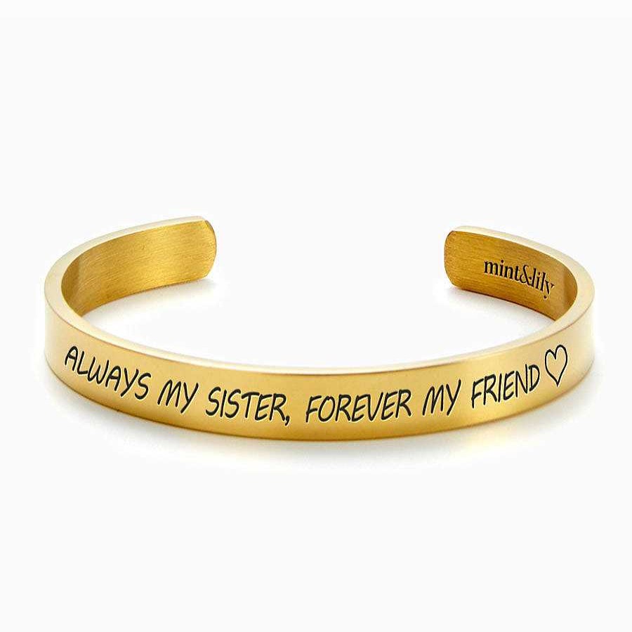 Bracelets & Anklets Coordonné | Always My Sister Forever My Friend Personalizable Cuff Bracelet 18K Gold Plated