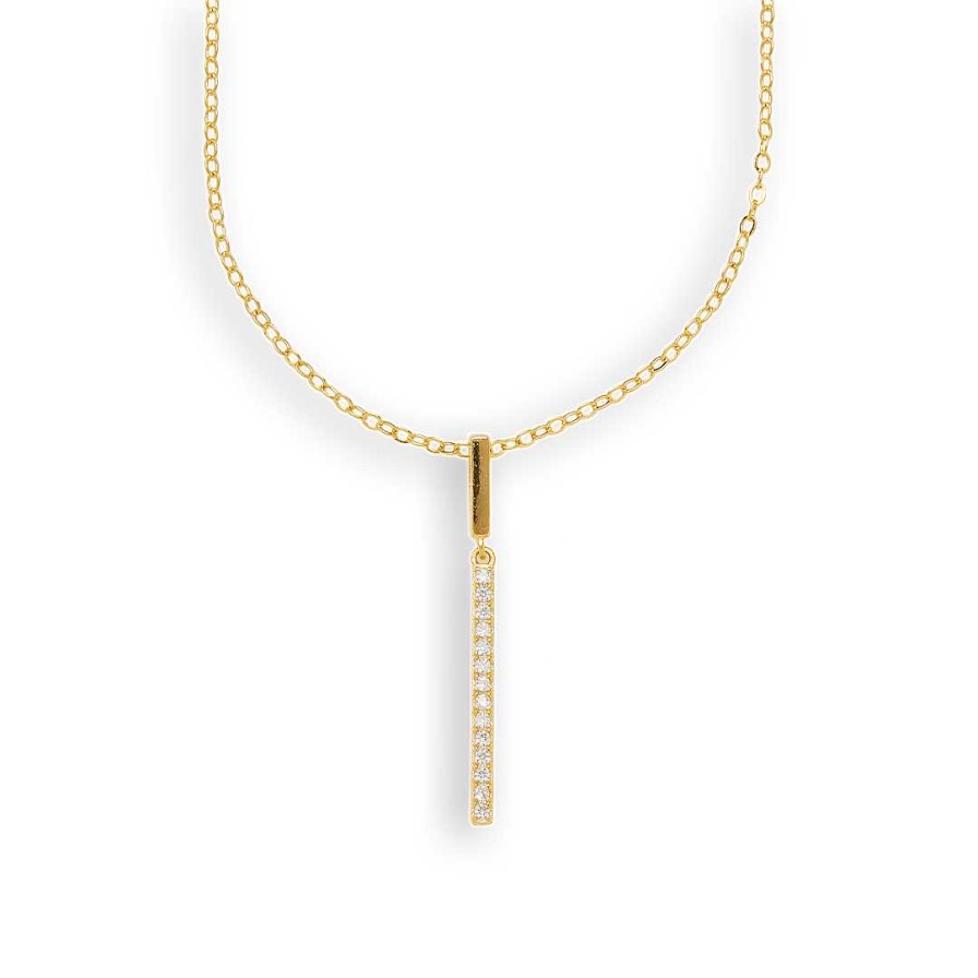 Necklaces Coordonné | Pave Strip Pendant Necklace 18K Gold Plated