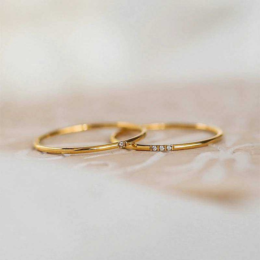 Rings Coordonné | Dainty Diamonds Stacking Ring 18K Gold Plated