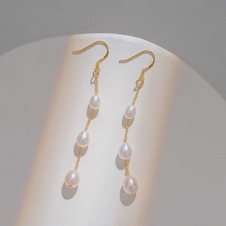 Earrings Coordonné | Freshwater Pearl Drop Earrings 18K Gold Plated