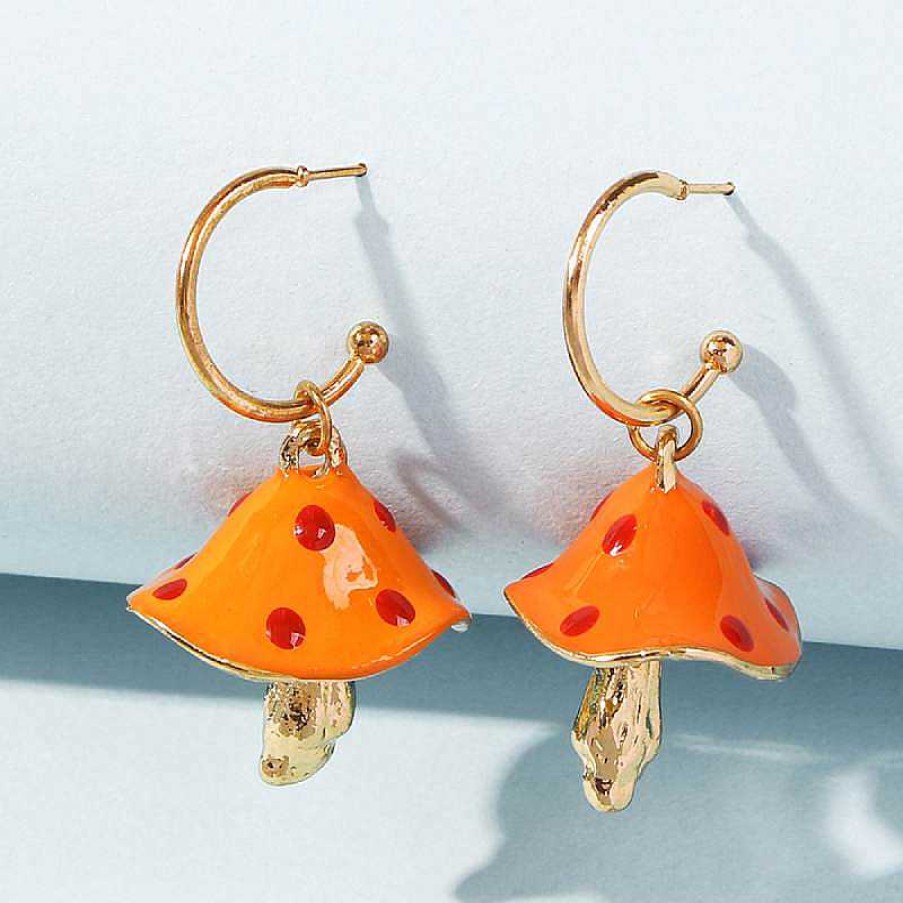 Earrings Coordonné | Ear Candy Mushroom Earrings Orange