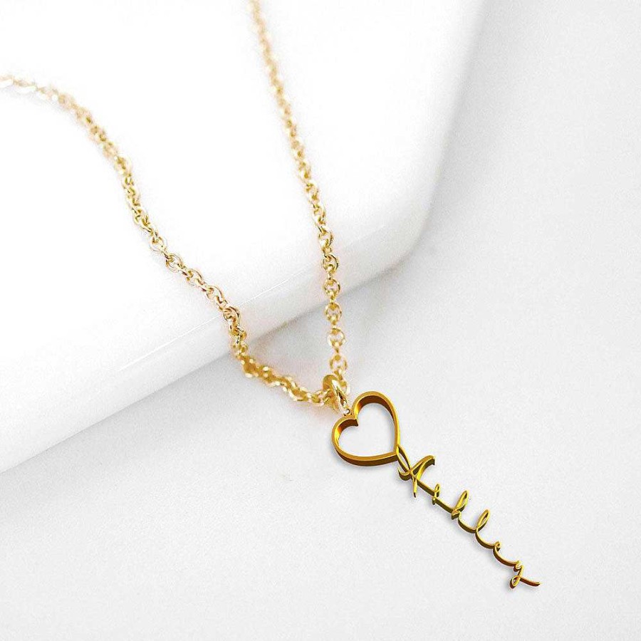 Necklaces Coordonné | Open Heart Name Necklace 18K Gold Plated