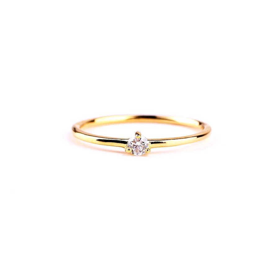 Rings Coordonné | Tiny Diamond Ring 18K Gold Over Sterling Silver