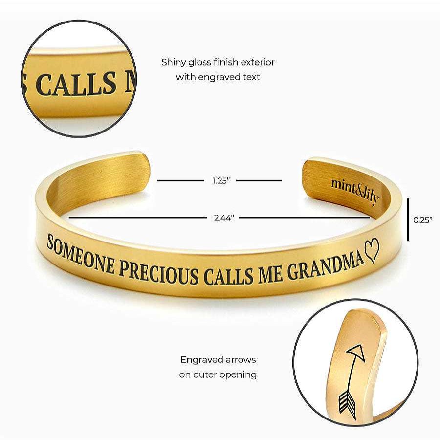 Bracelets & Anklets Coordonné | Someone Precious Calls Me Grandma External Personalizable Cuff Bracelet 18K Gold Plated