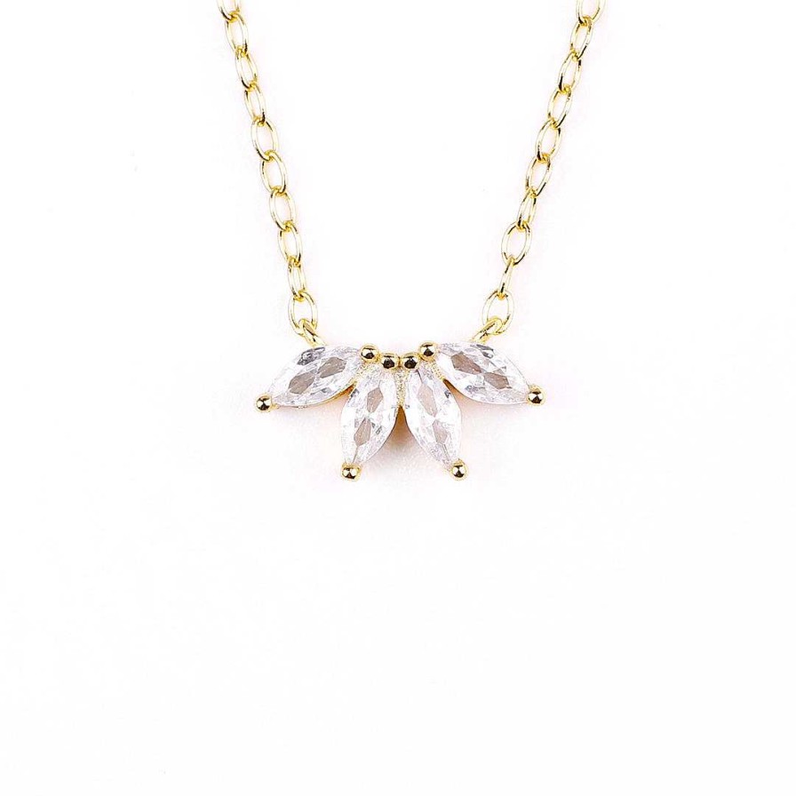 Necklaces Coordonné | Marquise Diamond Necklace 18K Gold Over Sterling Silver