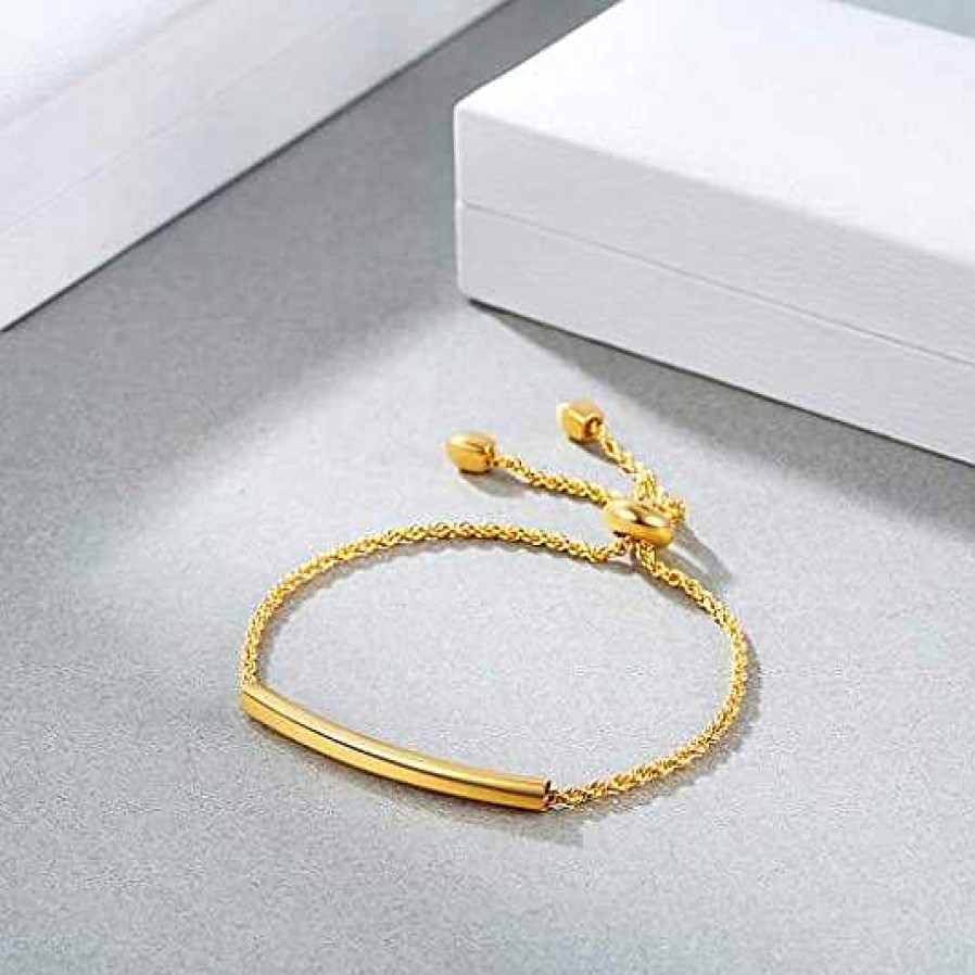 Bracelets & Anklets Coordonné | Gold Bar Rope Bracelet 18K Gold Plated