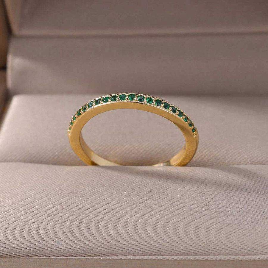 Rings Coordonné | Adjustable Stacking Birthstone Ring Emerald