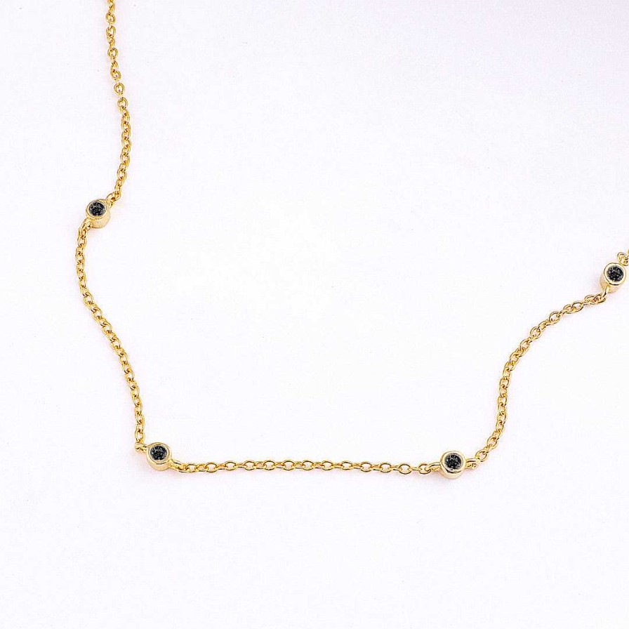 Necklaces Coordonné | Black Diamond Bezel-Set Five Crystal Necklace 18K Gold Plated