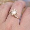 Rings Coordonné | Adjustable Opal Sun Spinning Fidget Ring 18K Gold Plated