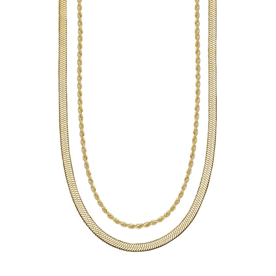 Necklaces Coordonné | Herringbone + Rope Chain Set 18K Gold Plated