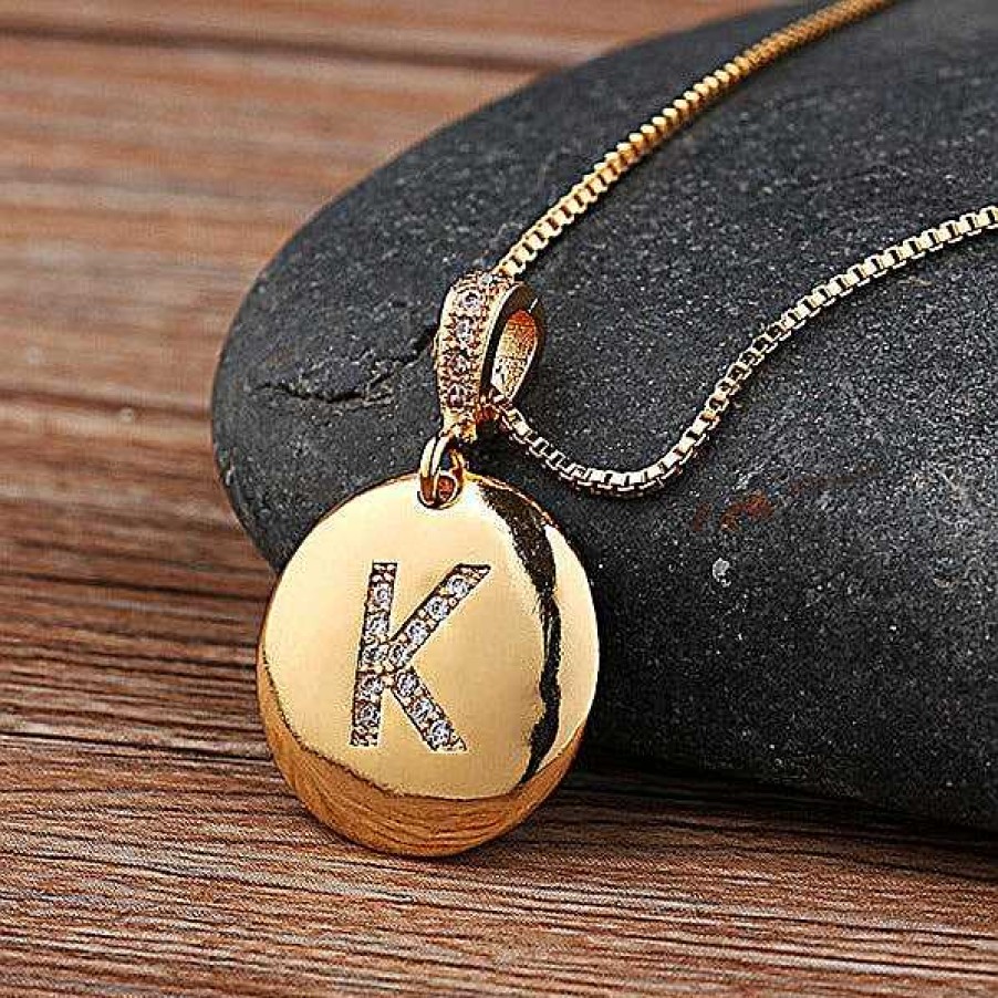 Necklaces Coordonné | Pave Initial Pendant Necklace 18K Gold Plated