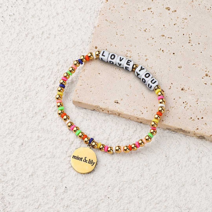 Bracelets & Anklets Coordonné | Custom Waterproof Gold Rainbow Beaded Friendship Bracelet White