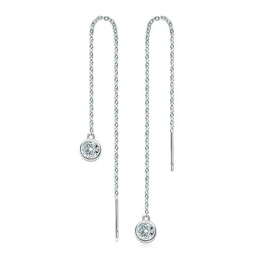 Earrings Coordonné | Moissanite Bezel-Set Pull Through Drop Earrings