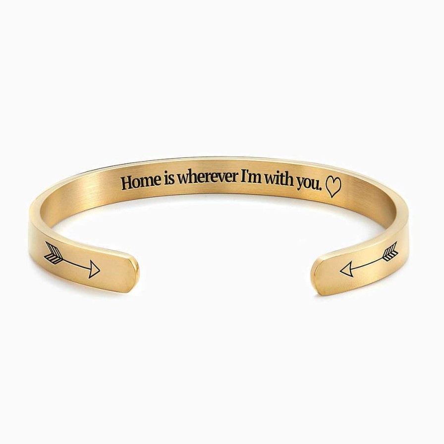 Bracelets & Anklets Coordonné | Home Is Wherever I'M With You Personalizable Cuff Bracelet 18K Gold Plated