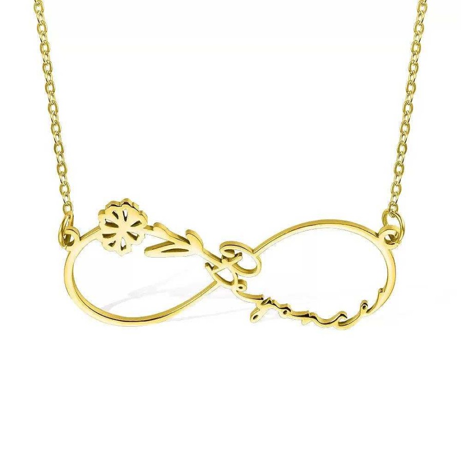 Necklaces Coordonné | Infinity Birthflower Name Necklace 18K Gold Plated